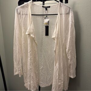 Cable & Gauge Ivory Open Front Cardigan